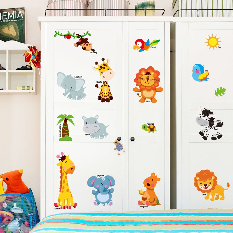 Reliza Wall Sticker Zoo Nursary Animal Anak Hewan Stiker Dinding LDR0383