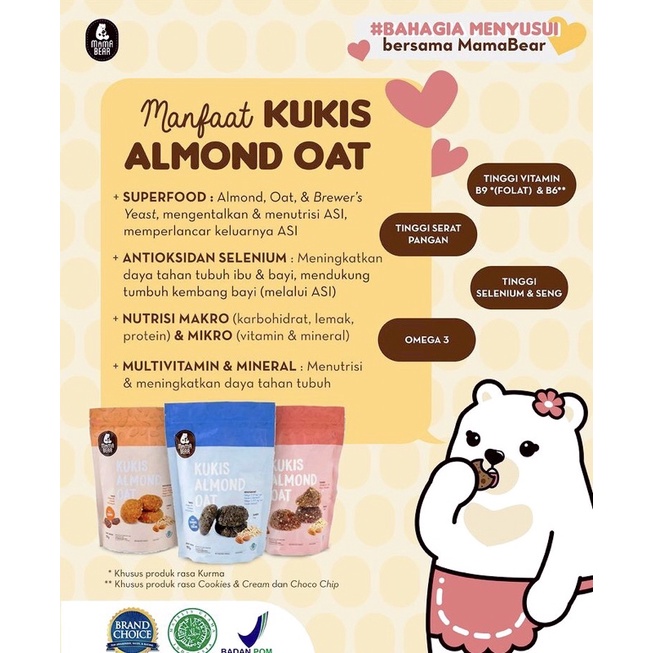 Mama bear kukis almond oat Cemilan bumil busui