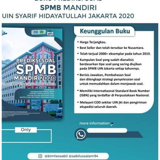 Bisa Cod Buku Prediksi Soal Spmb Mandiri Uin Jakarta 2021 Shopee Indonesia