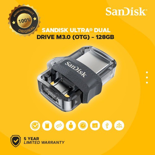 FLASHDISK OTG SANDISK 128GB DUAL DRIVE M3