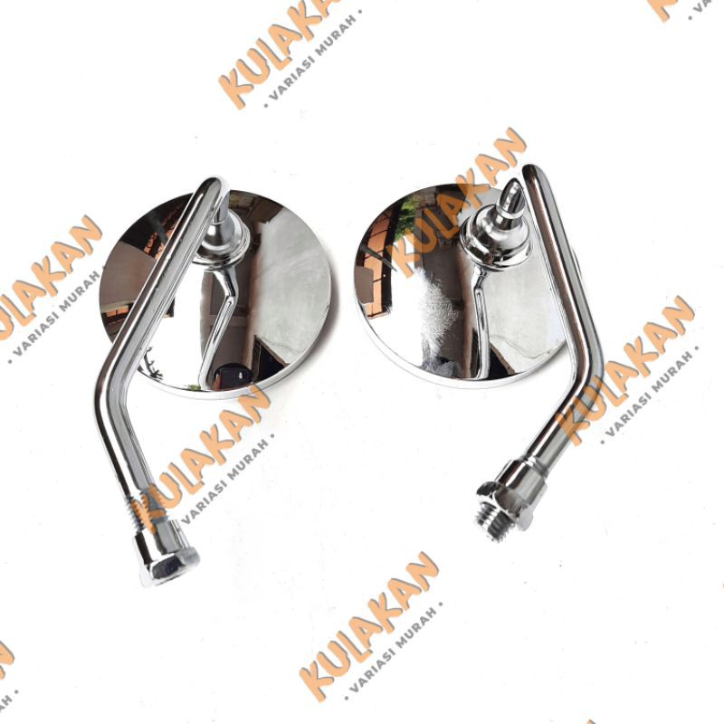 Spion Vespa Mini Kaca Cembung Besi Crom Bulat Model Retro Untuk Honda Yamaha Fino