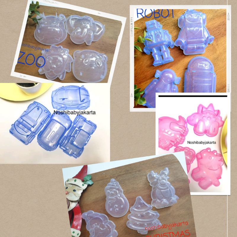 Cetakan AGAR PUDDING/ Jelly / BENTO MOBIL / DINO / ROBOT/ CHRISTMAS isi 4 bh