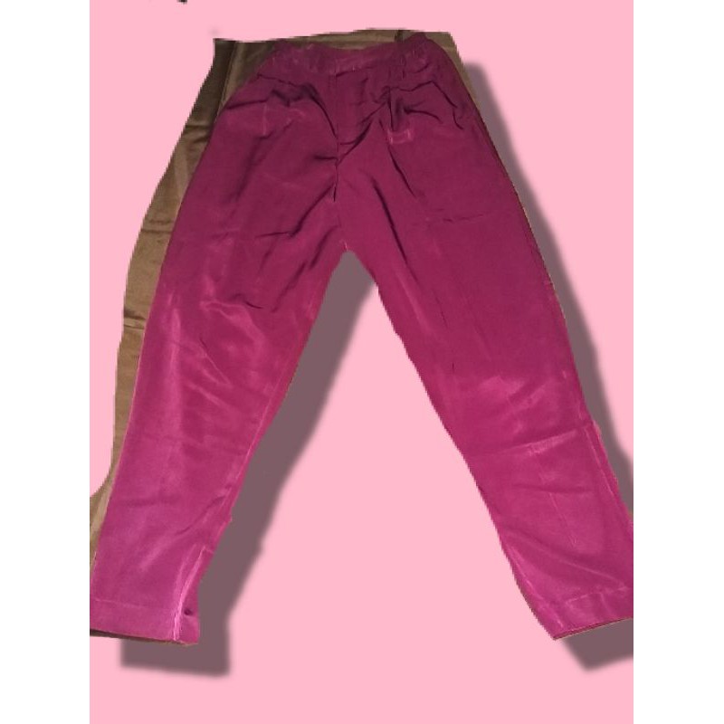 preloved celana bahan kain merah maroon model kulot