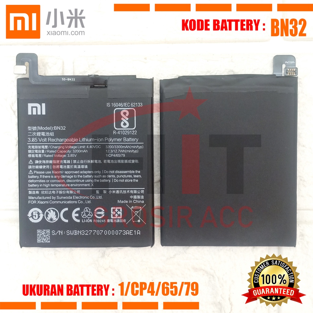 Baterai Battery ORIGINAL 100% Xiaomi BN32 / Xiaomi REDMI 4