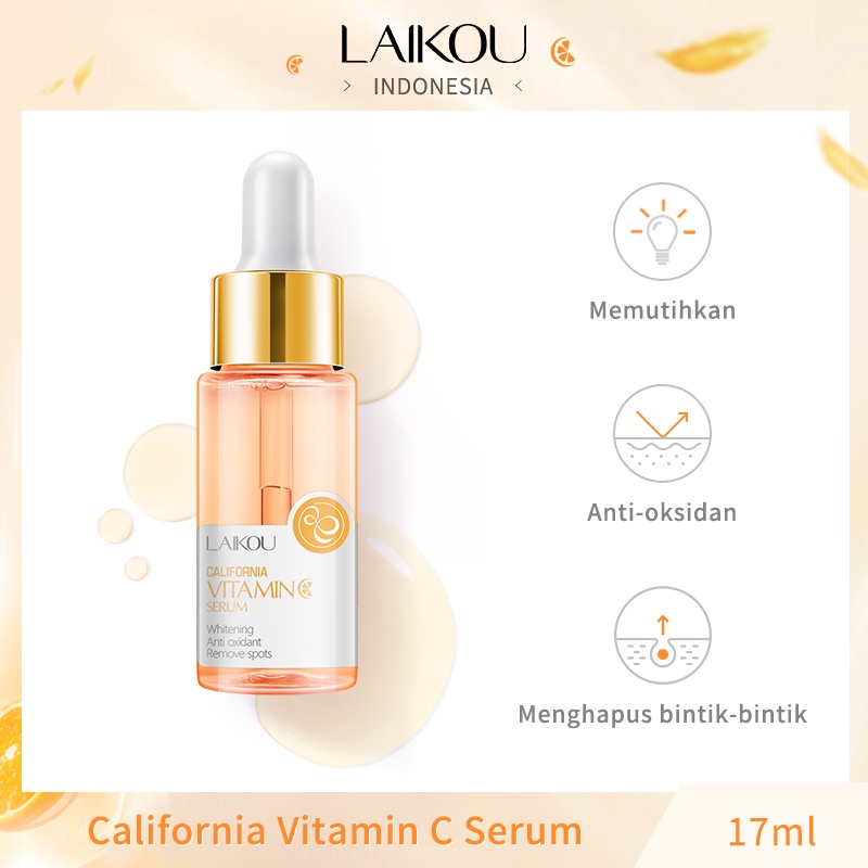 LAIKOU Vitamin C Serum Wajah Anti Oksidan Pemutih Flek Hitam  Esensial Menghaluskan Kulit 17ml