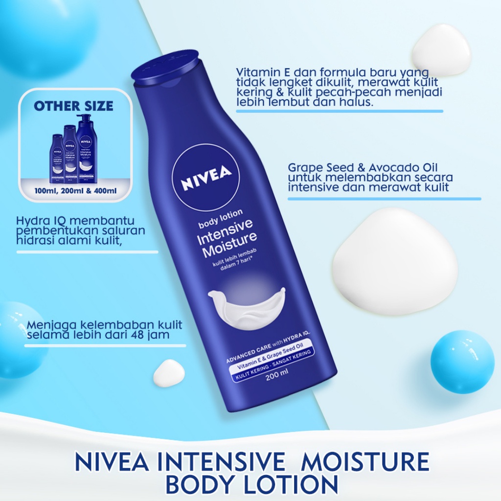 NIVEA Body Lotion (Extra White Radiant &amp; Smooth, Night Nourish, Firm &amp; Smooth, Instant White, Repair &amp; Protect, Intensive Moisture) 100 - 200 - 400 ml