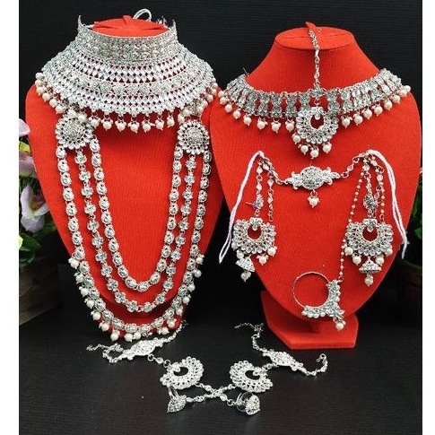 Set Bridal India Silver / kalung pesta pengantin India full set