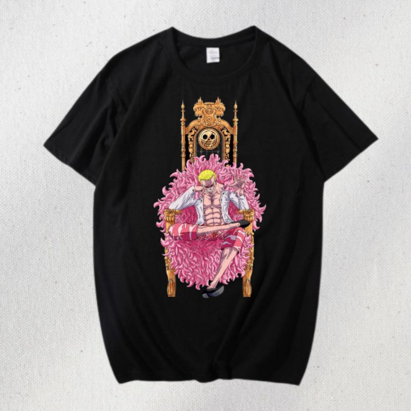 KAOS VINTAGE ANIME ONE PIECE | T SHIRT ONE PIECE DOFLAMINGO| BAJU HITAM UNISEX