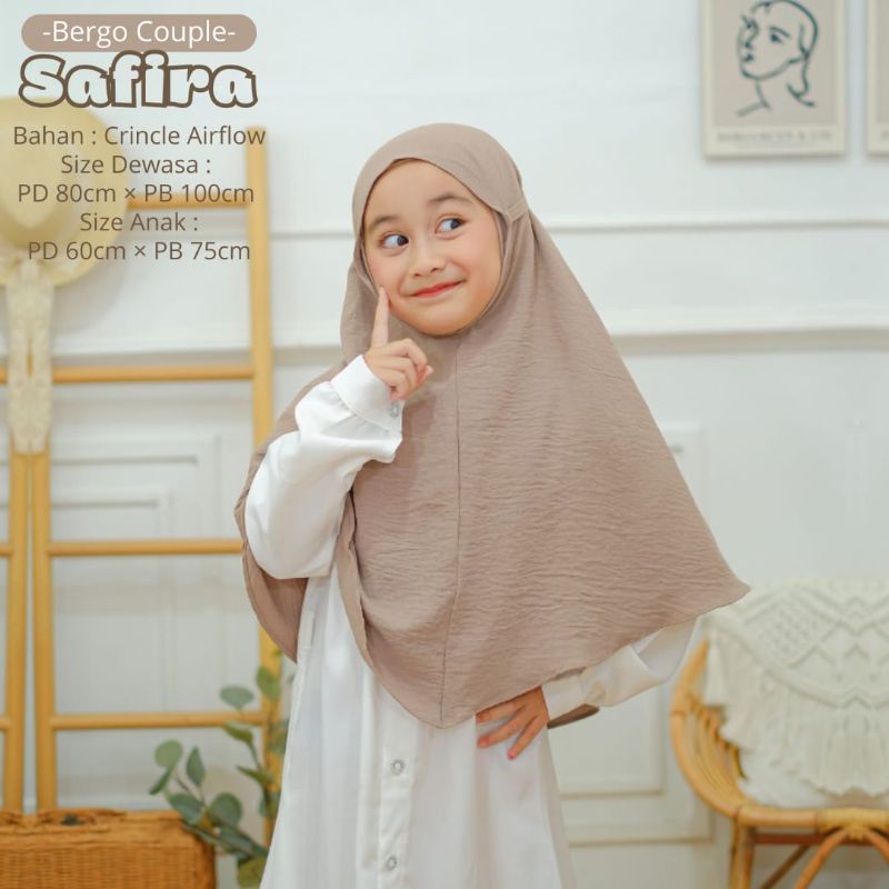 BeautyOne - Hijab Bergo Tali Safira Jumbo Jilbab Bergo Tali Ibu &amp; Anak Bahan Katun Crincle Airflow Nyaman Dipakai | Bisa Cod