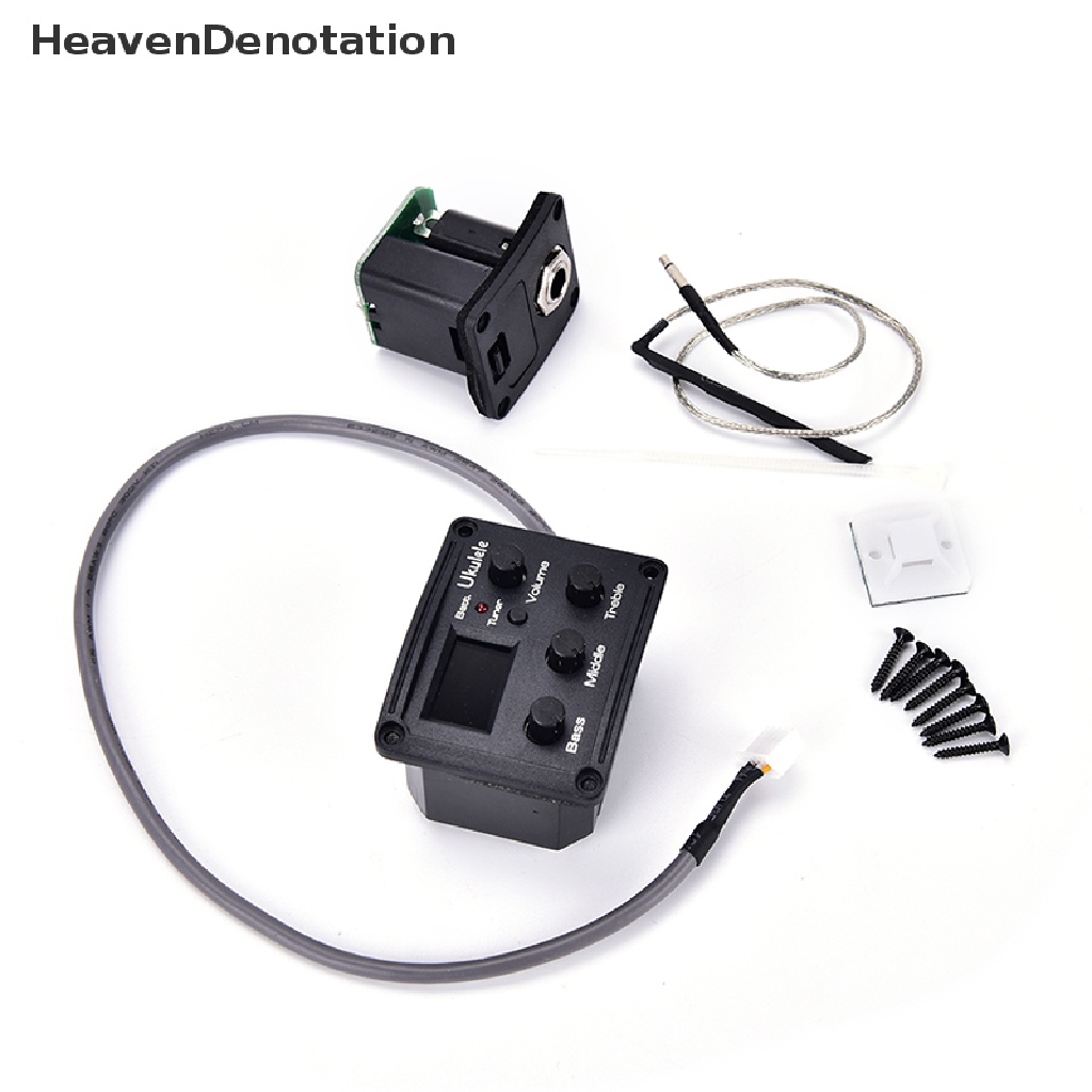 [HeavenDenotation] Ukulele Ukelele Piezo Pickup Preamp 3-Band EQ Equalizer Tuner System LCD Display