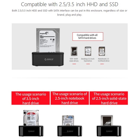 ORICO 6218US3 2.5/3.5 inch HDD / SSD Hardisk Docking 1 Bay ORIGINAL