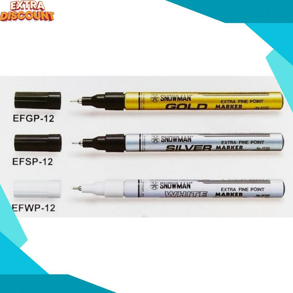 

SERBA MURAH Spidol Cat Permanen Extra Fine Tip Snowman Gold EFGP12 Silver EFSP12 White EFWP12