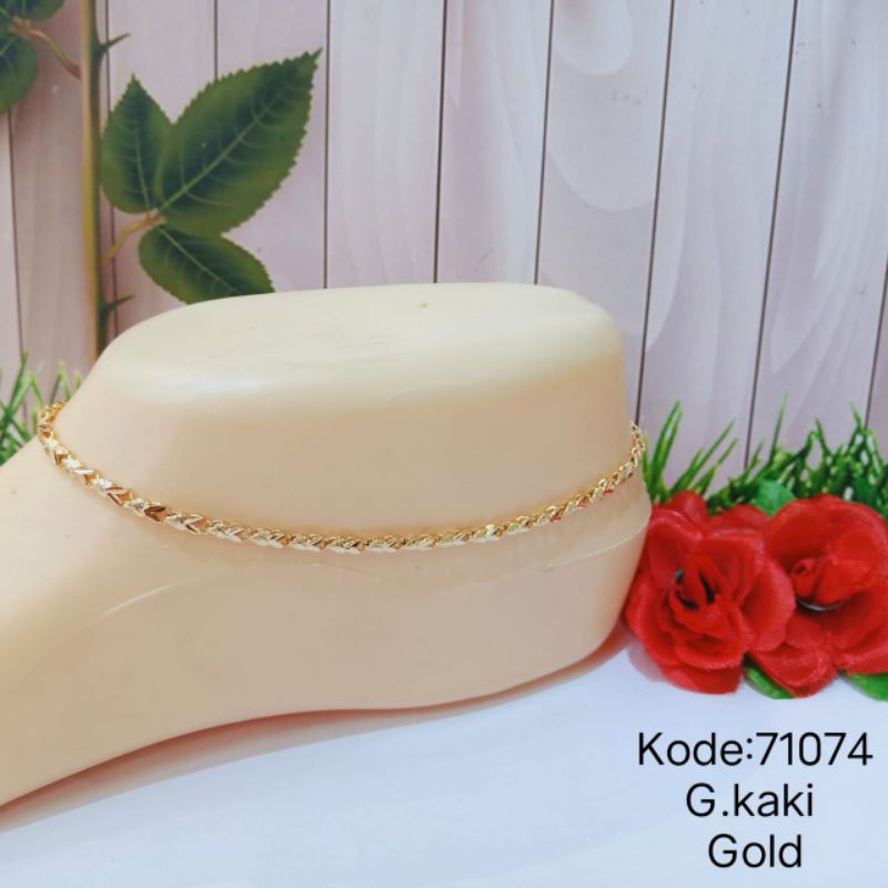 GELANG KAKI BIJI LADA KOMBINASI TITANIUM LAPIS EMAS 18k 74004.17-41. 71072