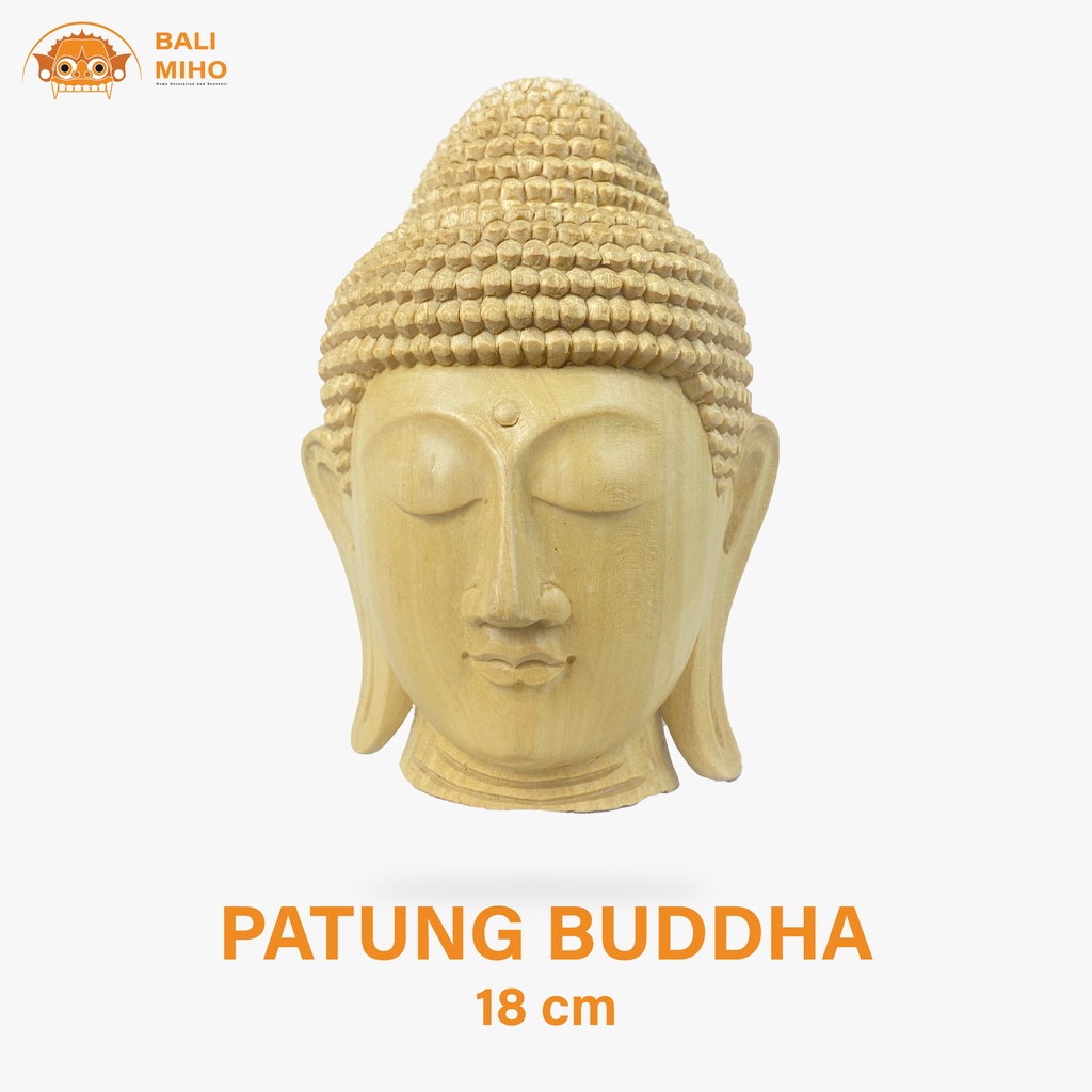 Dekorasi Meja Patung Kepala Buddha - Budha Kayu - Kepala Budha Kayu - Topeng Buda - Patung Budha Kay