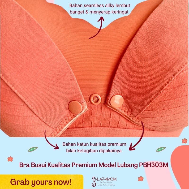 Bra menyusui Bh busui kualitas premium busa tanpa kawat nursing maternity hamil pregnant pregnancy seamless bukaan samping model lubang dalam cup bahan nyaman kualitas premium daya serap keringat tinggi PBH303M