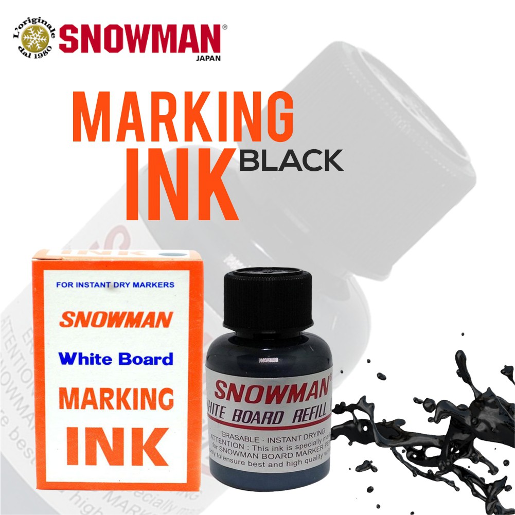 Isi Tinta Spidol WHITE BOARD - Refill Marking Ink Snowman - Refil Tinta Spidol Snowman Warna Hitam