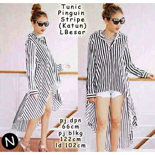 cn 55473 tunic stripe tunik kemeja garis stripe Baju kemeja pakaian atasan longdress maxi blouse