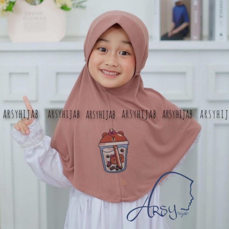 hijab anak karakter boba / jilbab boba 3-6thn