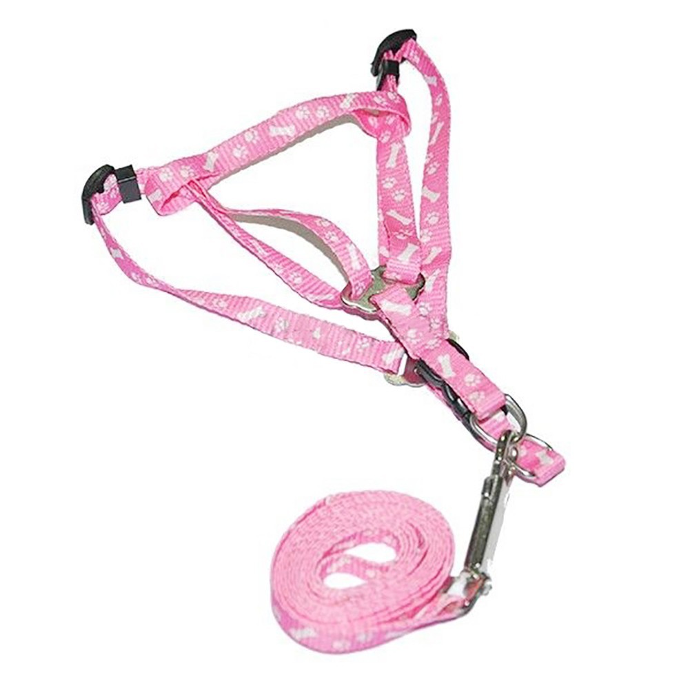 Pet Dog Leash with Harness Bones Paws Print Cat Rabbit Puppy Safety Traction Rope