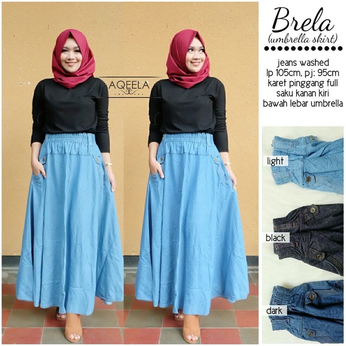 brela umbrella skirt rok payung jeans KLOK