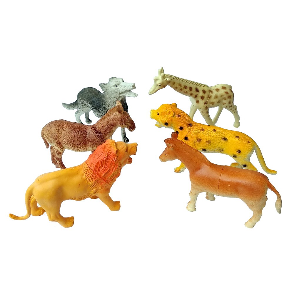 Set Miniatur Wild Animal Mainan Hewan Binatang Karet Besar Isi 6 pcs