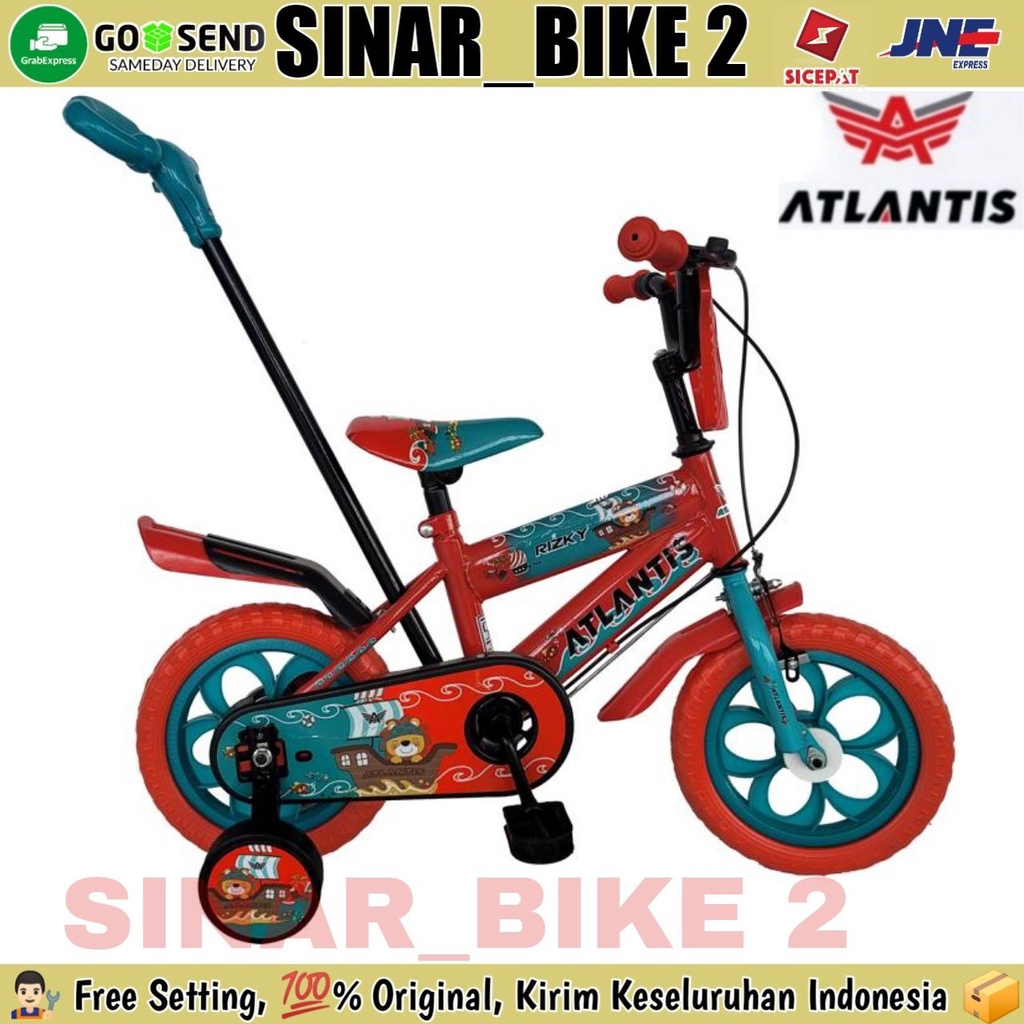 Sepeda Anak Laki BMX 12 Inch ATLANTIS Rizky Ban Busa Tongkat Stir