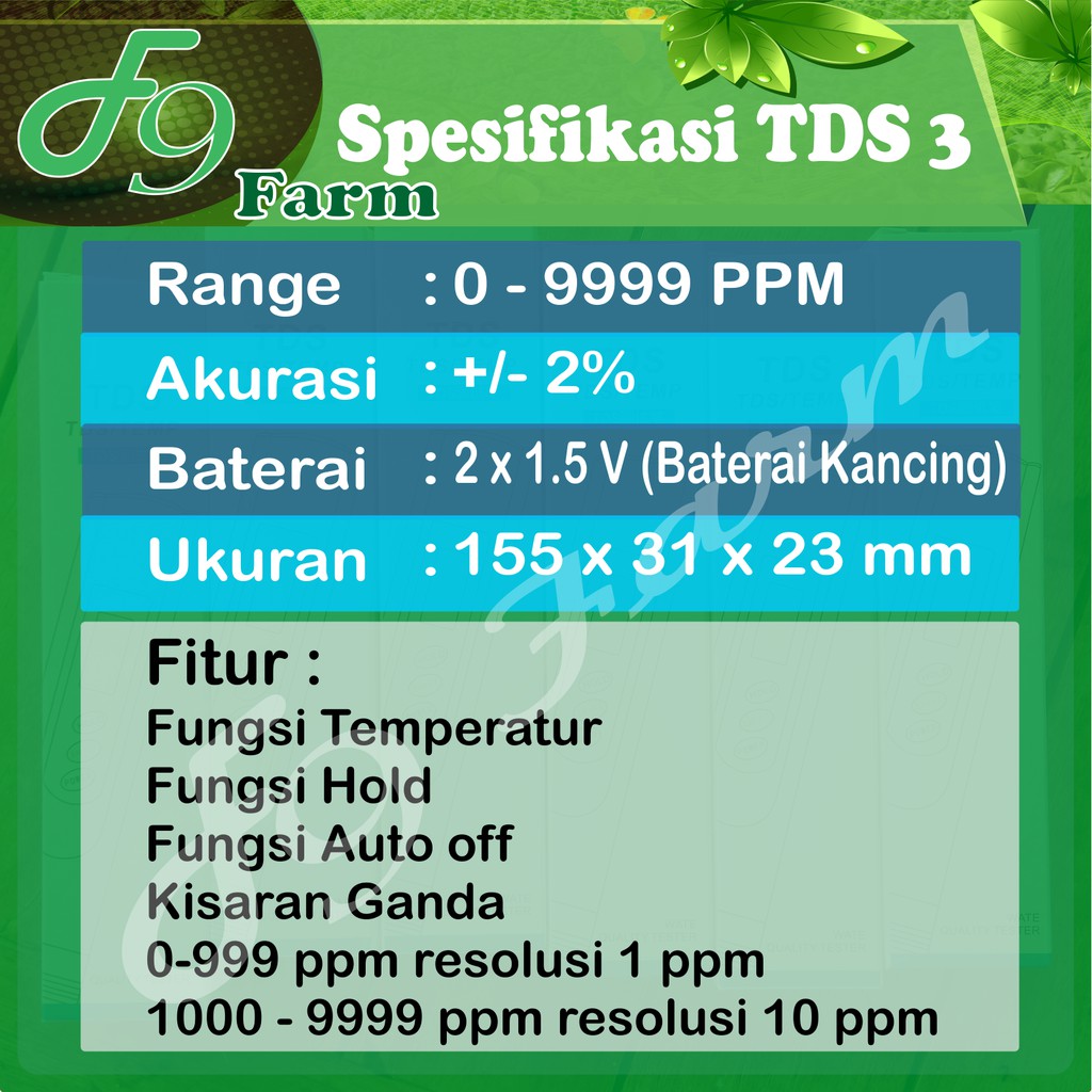 TDS Meter - Alat Pengukur TDS3 TDS Hidroponik