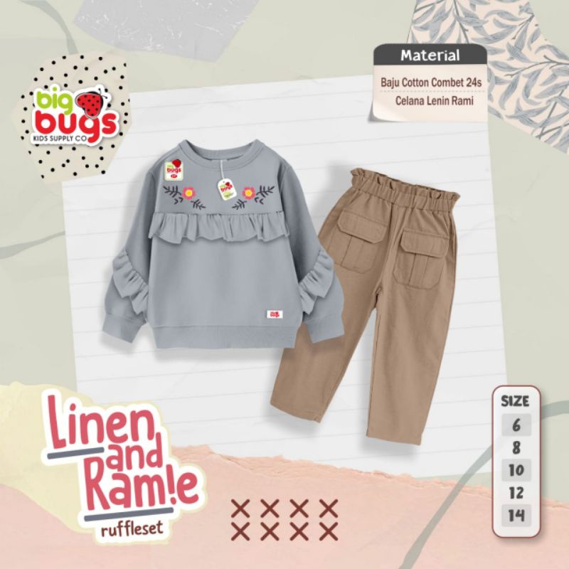 Linen and Ramie Ruffle Set by Bigbugs