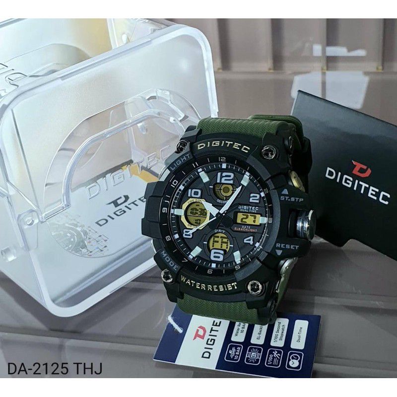 Jam tangan pria Digitec 2125 original dualtime buat berenang alarm dll garansi resmi 1 tahun