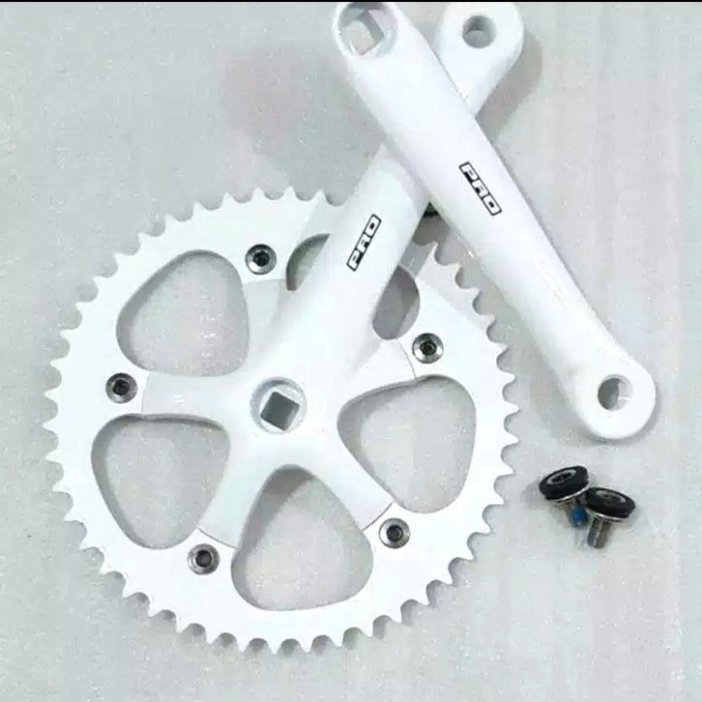 Crank Sepeda Fixie Putih White / Crank Set PRO 46T Sepeda Fixie TAIWAN