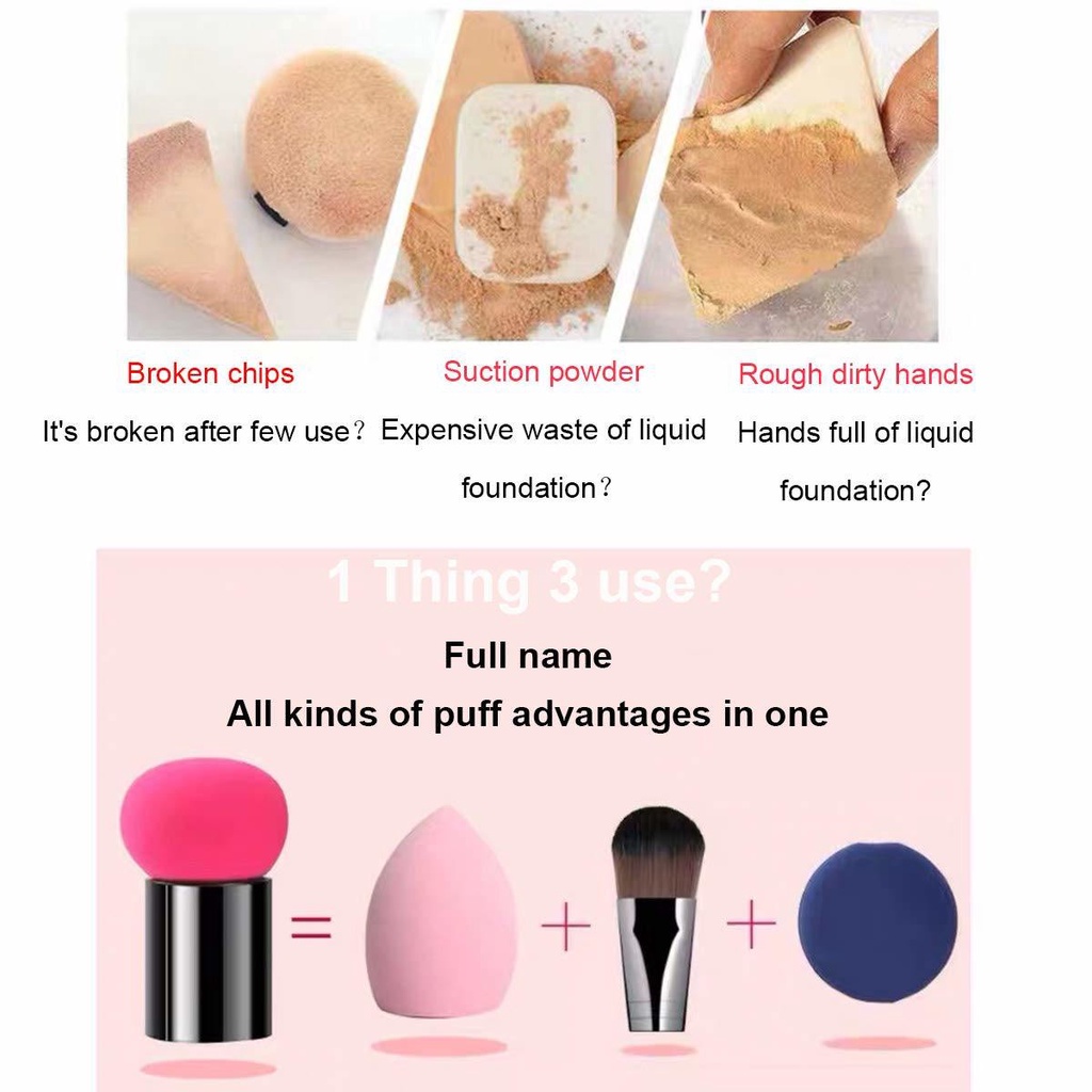 Mushroom Makeup Sponge Cosmetic Blender Puff Latex Free Face Sponge Beauty Puff Makeup Brush Sponge with Handle Case for Concealer BB Cream Foundation Makeup Tools