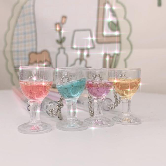 

Pulpen cocktail wine pena gantungan lucu pen gel karakter boba