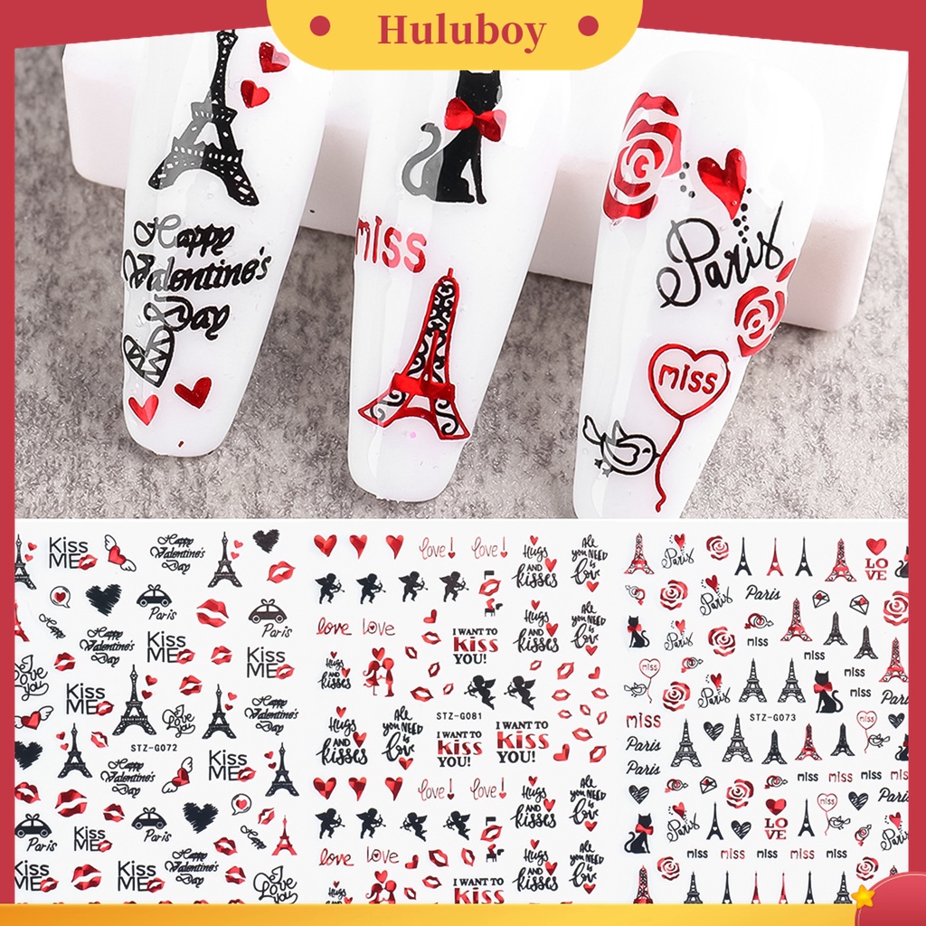 Huluboy Huluboy♡ Stiker Nail Art Warna-Warni Gaya Retro Untuk Wanita