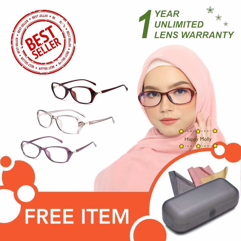 Kacamata Anti Radiasi (Design Korea) Blue Ray Lens - Wanita Hijab Korea - HM844 ( Group ) FREE Kotak