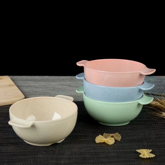 Mangkok Jerami Set Sendok Anak Bayi Kualitas Tebal / Wheat Straw Bowl Set