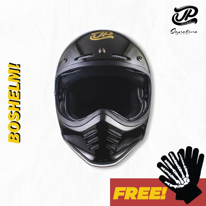 FACE-FULL-HELM- HELM CAKIL JP SIGNATURE SOLID HITAM GLOSSY HELM FULL FACE -HELM-FULL-FACE.
