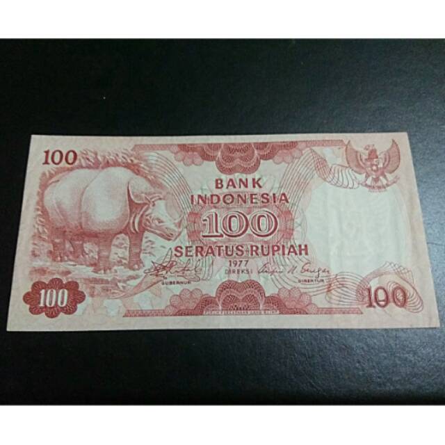 Uang 100 rupiah badak thn 1977