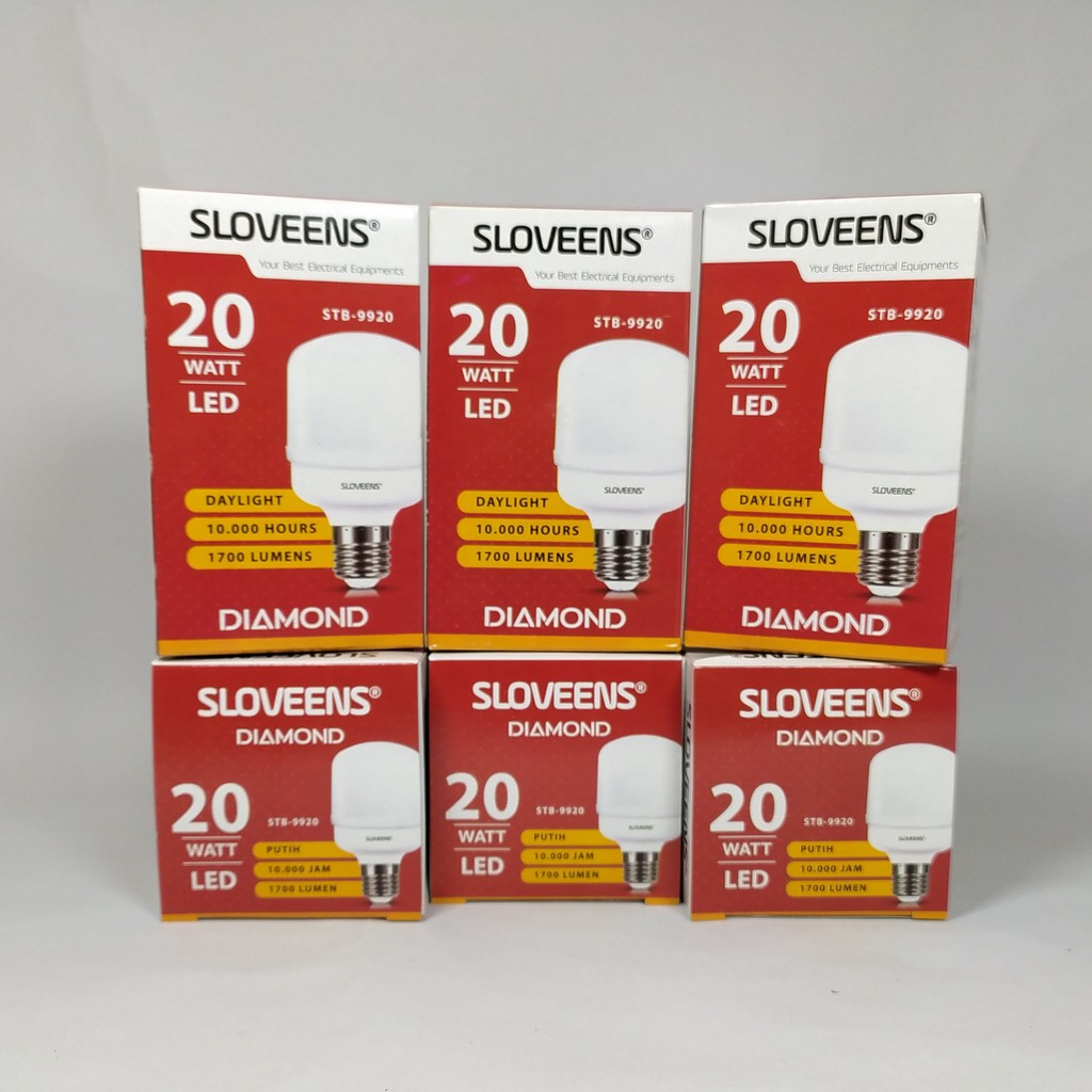 Paket 6 Pcs Sloveens Diamond Lampu Bohlam LED Capsule 20 Watt - Cahaya Putih