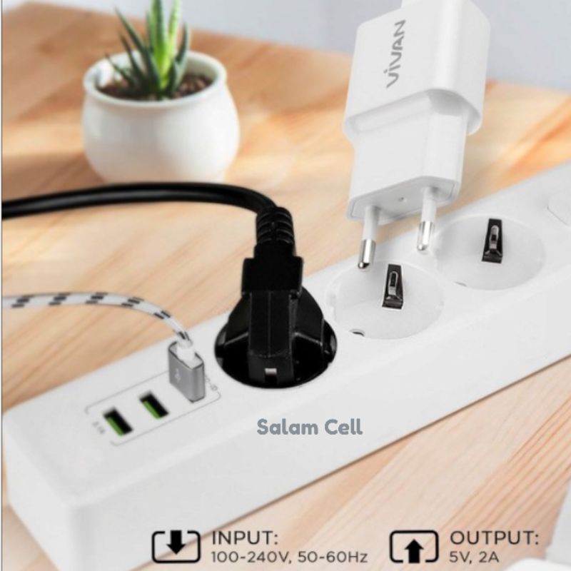 Charger Vivan Power OVAL 2 2.4A Micro Usb Original Garansi Resmi
