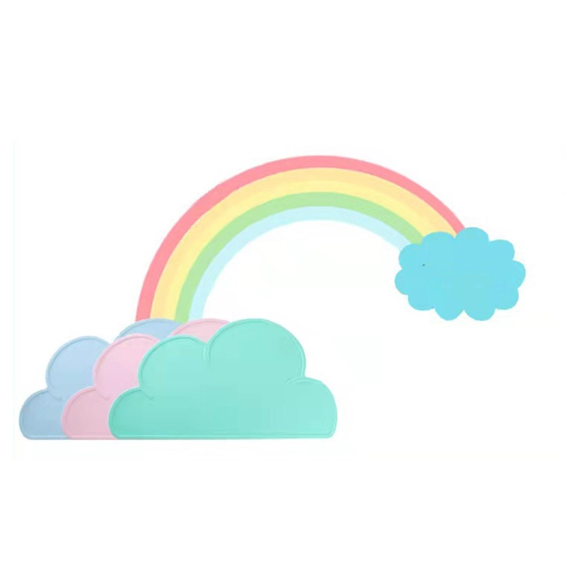 Mary Alas Makan Bayi / Anak Bentuk Awan Bahan Silikon Anti Slip BPA Free Reusable