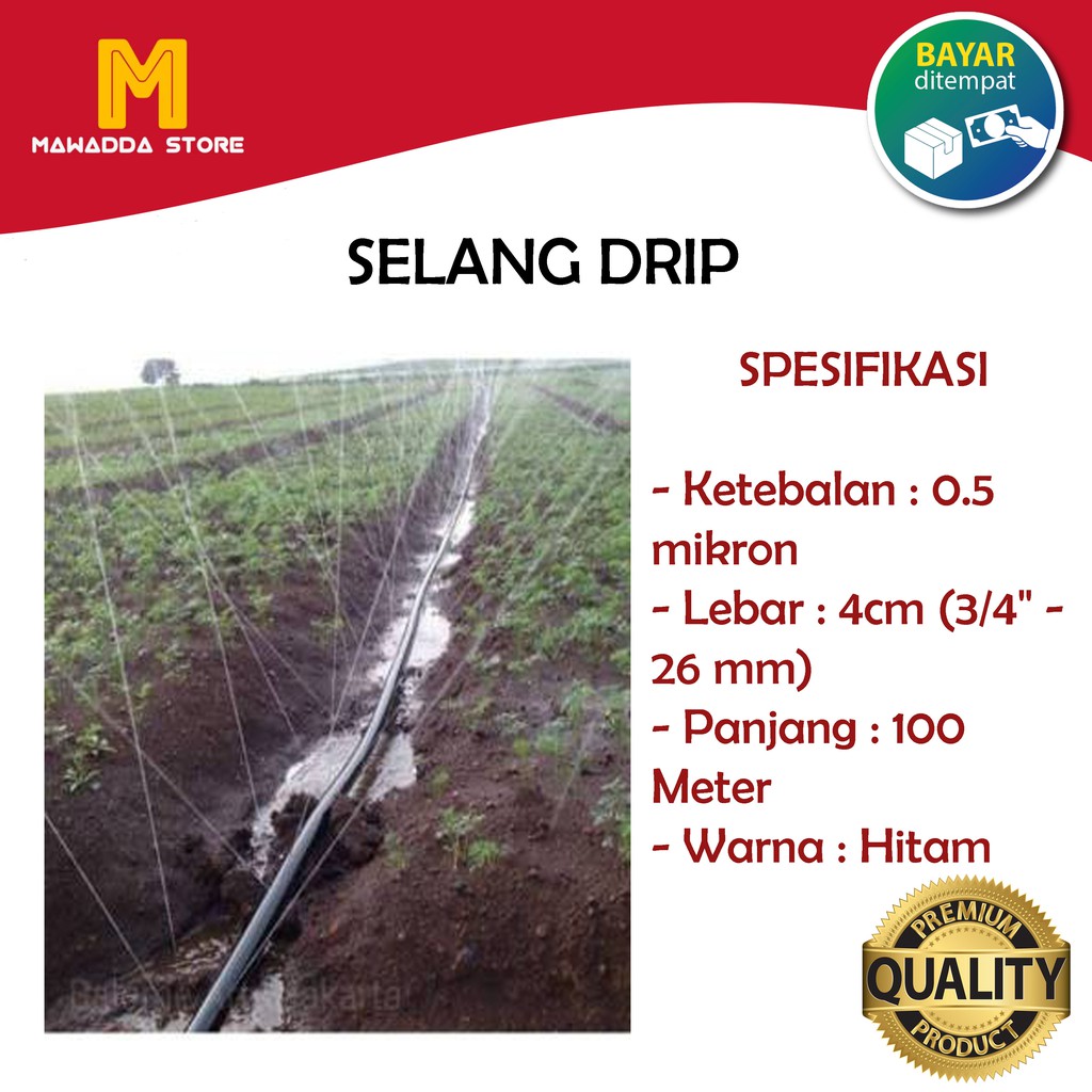 Selang Drip Irigasi 0,5mmx4cmx100m