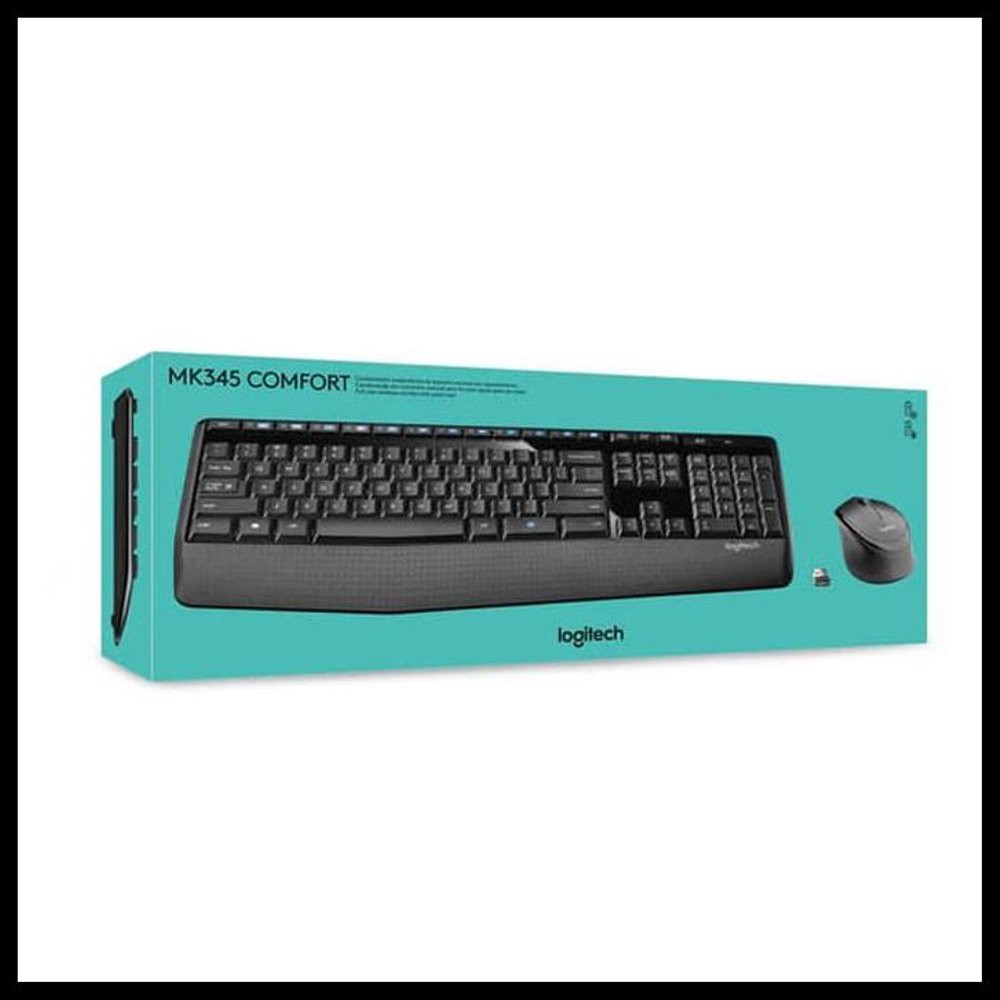 Keyboard mouse multimedia logitech wireless Usb 2.4ghz bundle on-off full size mk345 mk-345