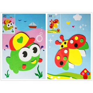  Mainan  Puzzle Stiker Busa EVA 3D Gambar  Kartun Hewan untuk  