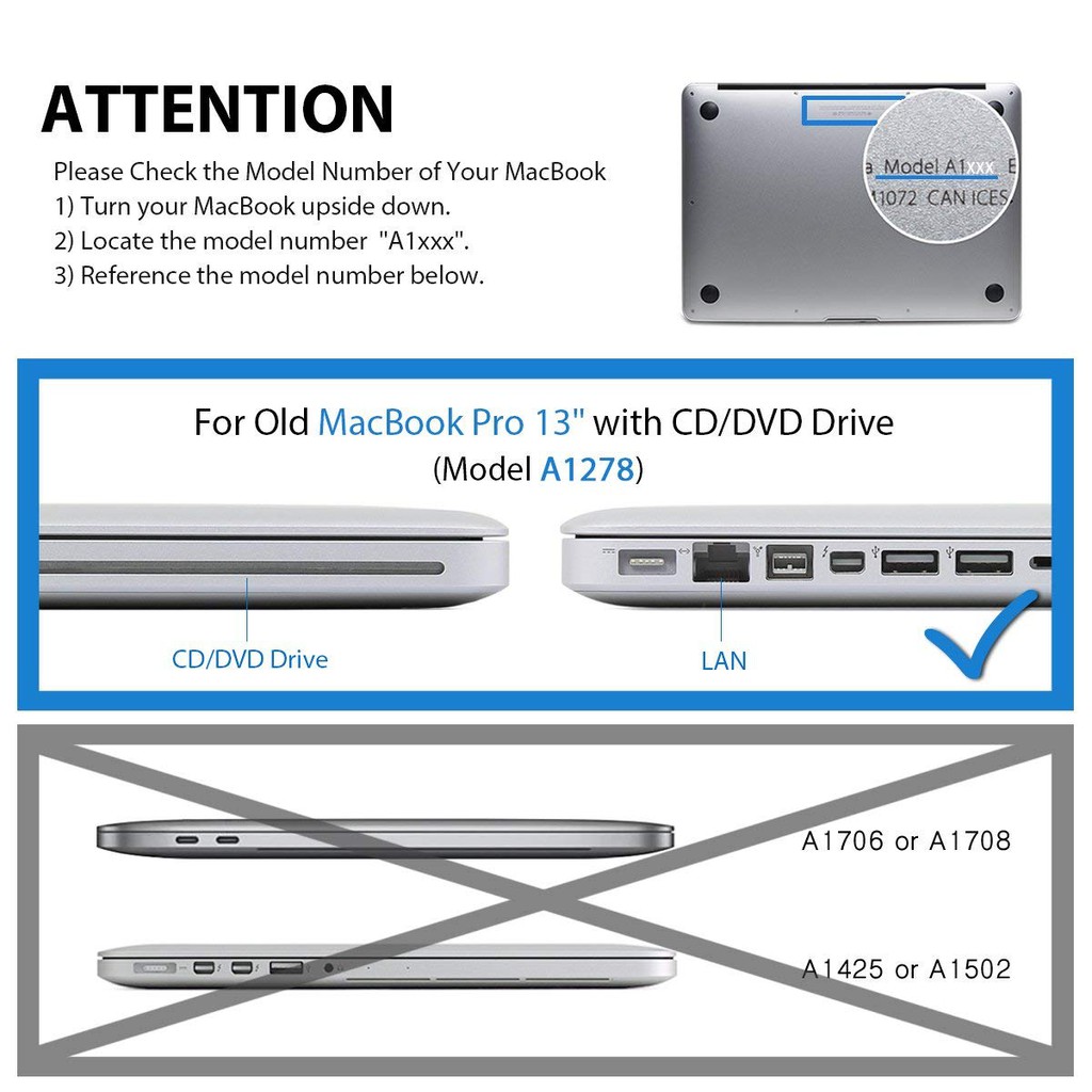 LCD Screen Guard Protector Apple MacBook Pro 13 Inch Series A1278 with CD/DVD