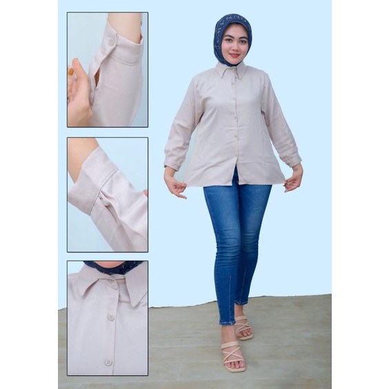 KEMEJA WANITA POLOS BASIC / GIOVANI SHIRT BASIC WANITA / KEMEJA POLOS CASUAL PUTIH HITAM
