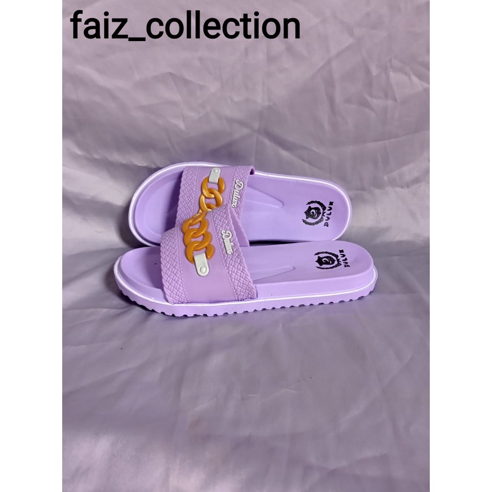 Sandal Selop Wanita Motif Rantai Dulux , Bahan Karet