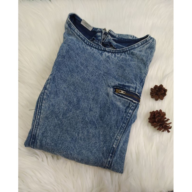 dress pendek ketat jeans tebel asli