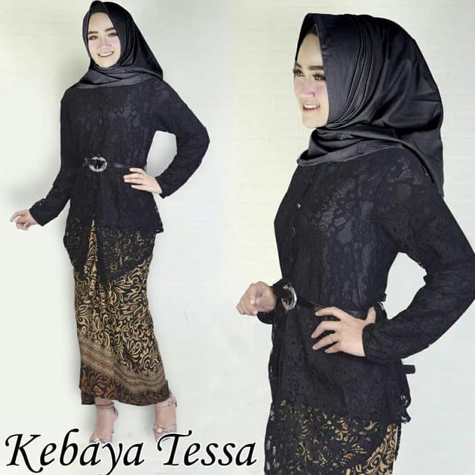 KEBAYA TESSA BLACK Hijab 0146 RJK Baju Gamis Wanita Muslim