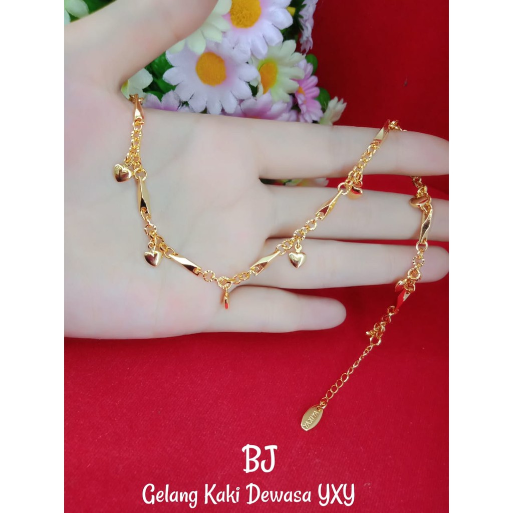 GELANG KAKI PADI LOVE LAPIS MAS 24K
