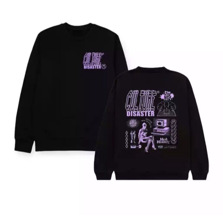 crewneck pria  crewneck pria hitam motif simple